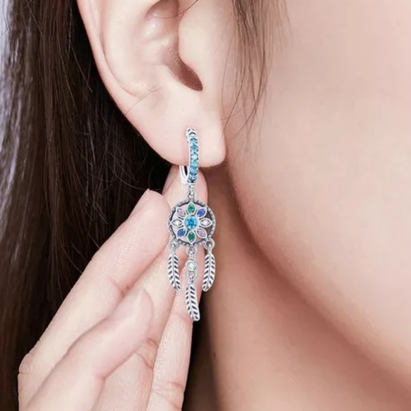 New Silver Dreamcatcher Drop Earrings - Picture 6 of 8